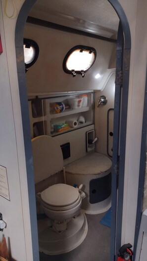 Shower, soap, toilet paper