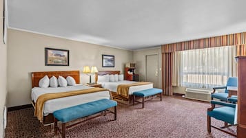 Desk, laptop workspace, free WiFi, bed sheets