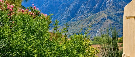 A mountainous landscape with a clear sky.