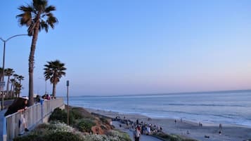 Plage à proximité, chaises longues, serviettes de plage