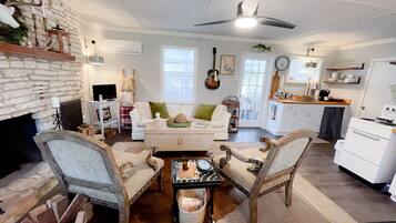 TV, fireplace, DVD player, video library