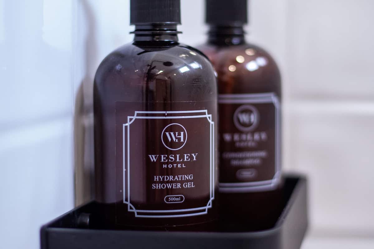 shower, rainfall showerhead, free toiletries, hair dryer