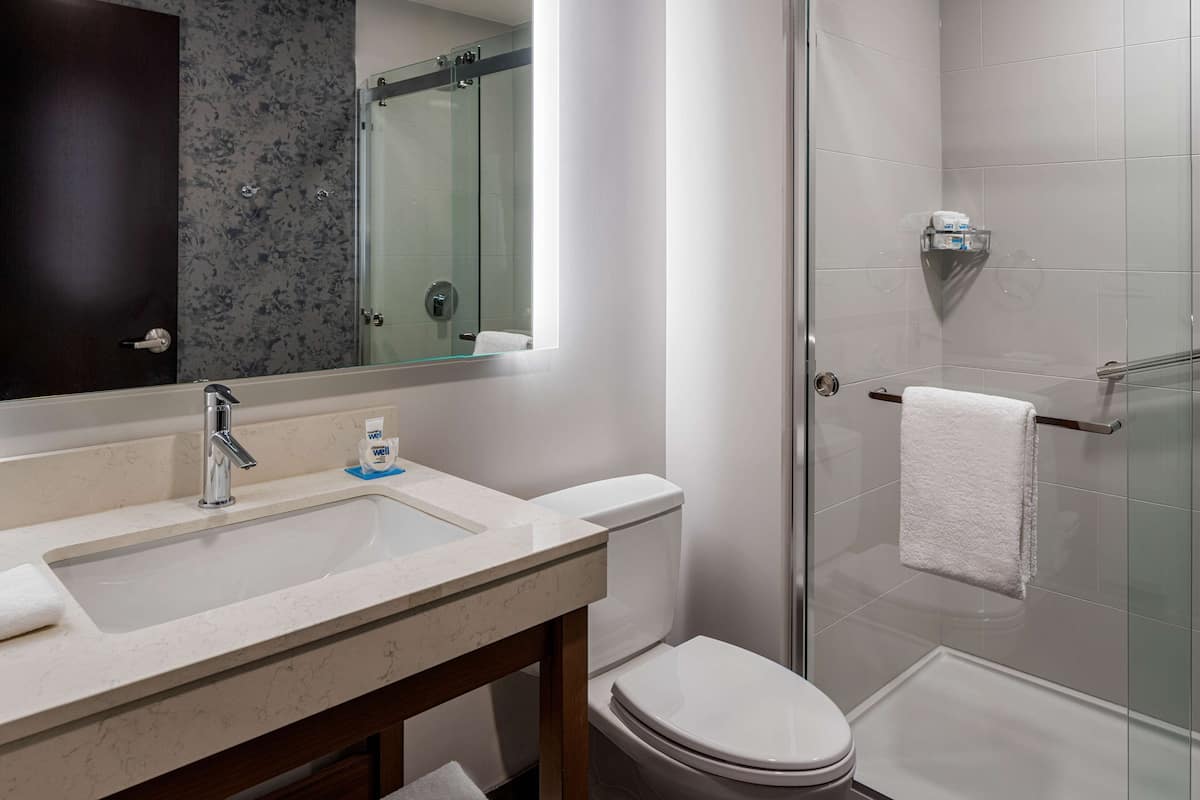 free toiletries, hair dryer, towels, soap