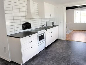 Fridge, microwave, dishwasher, coffee/tea maker
