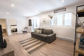 TV, fireplace, DVD player, table football