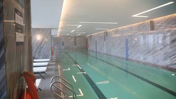 Indoor pool, open noon to 9:00 PM, sun loungers