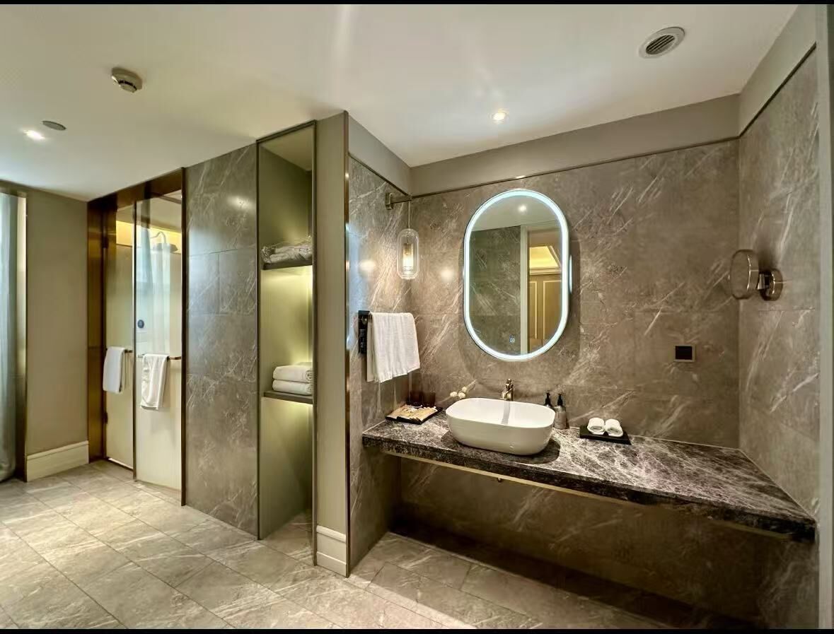 Shower, free toiletries, hair dryer, bathrobes