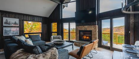 Smart TV, fireplace, table football