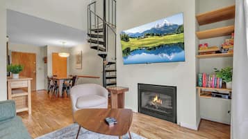 TV, fireplace