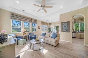 TV, fireplace, DVD player, stereo