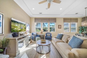 TV, fireplace, DVD player, stereo