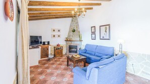 Televisión y chimenea