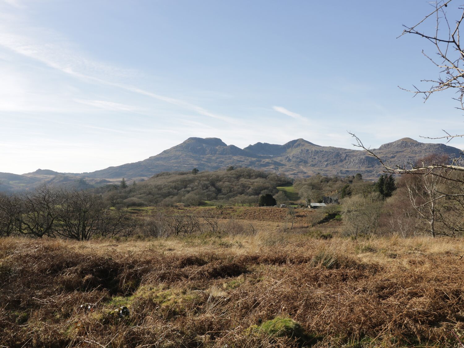 A mountainous landscape with a clear sky.