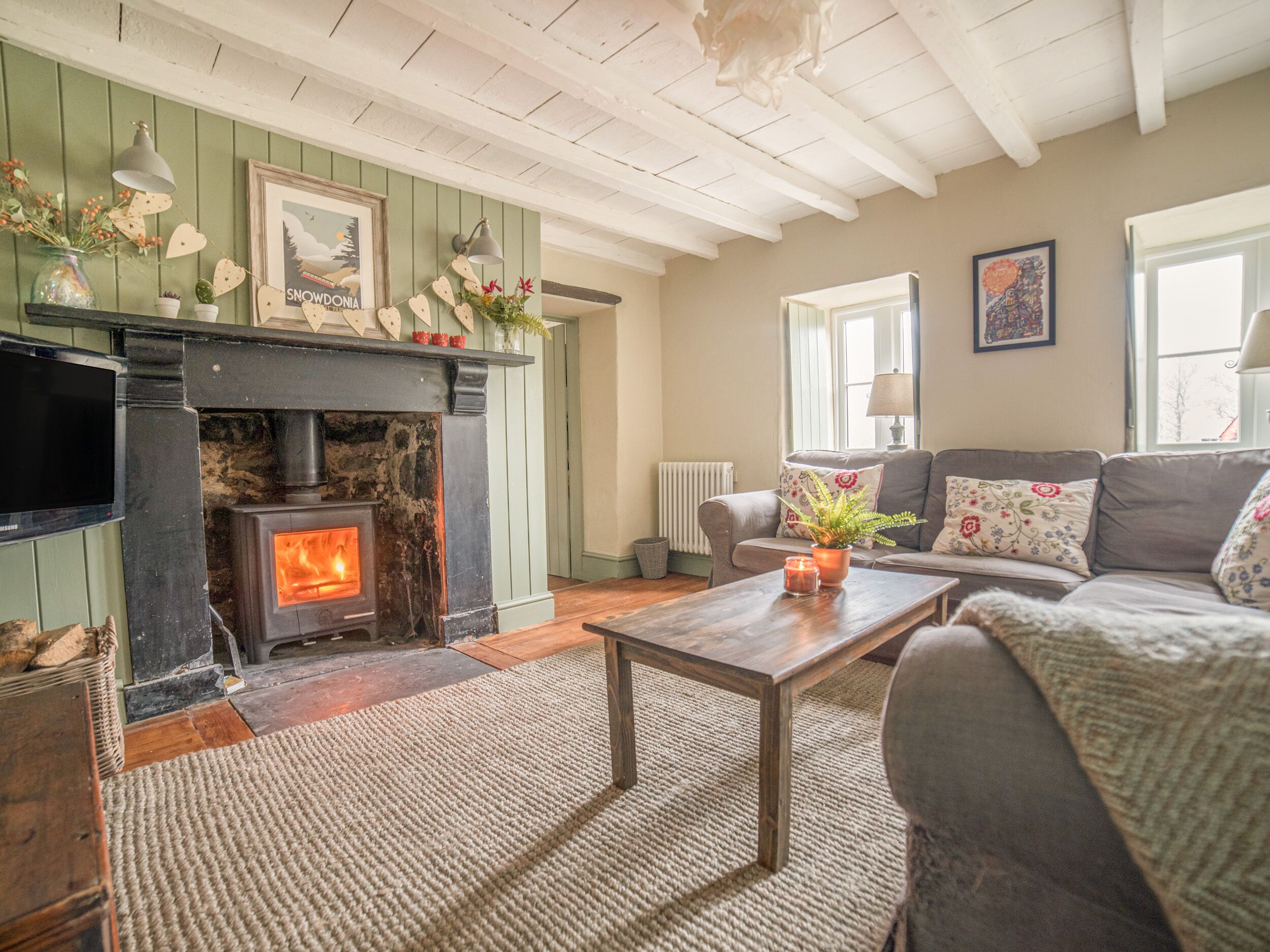Ferienhaus | Wohnzimmer | Kamin
