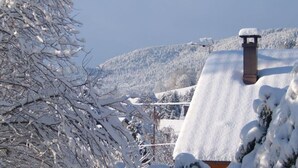 A snow-covered landscape with a chimney on a building. - Comfortable chalet in Cleurie with WIFI, fireplace, and terrace (Cleurie)