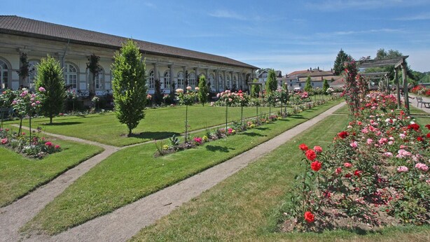 A large building with a symmetrical facade, surrounded by well-maintained gardens and pathways. - Cozy Cottage Near Epinal: Nature, City, and Equestrian Center Nearby (Chantraine)