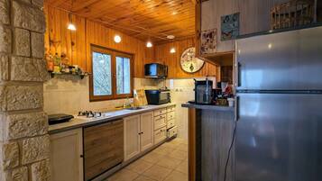 Fridge, microwave, dishwasher