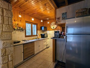 Fridge, microwave, dishwasher