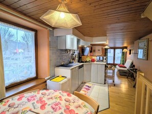 Fridge, microwave, dishwasher, high chair