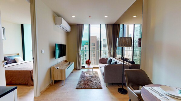 Apartment, 1 Bedroom, Kitchen | Living room | Flat-screen TV - Noble Recole (UN12452) (Bangkok)