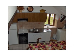 Fridge, microwave, oven, dishwasher