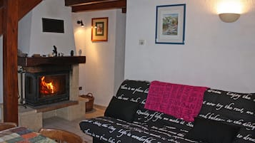 TV, fireplace, foosball