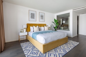 1 bedroom, laptop workspace, iron/ironing board, bed sheets