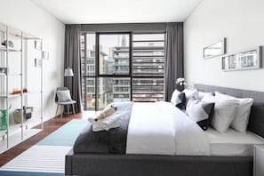 1 bedroom, laptop workspace, iron/ironing board, bed sheets