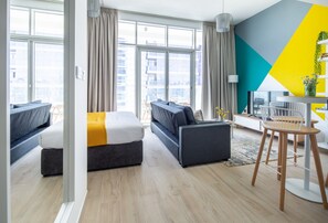 Laptop workspace, iron/ironing board, WiFi, bed sheets