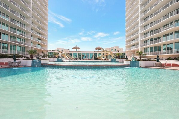 Indoor pool - Experience luxury at Caribe D803, a spacious 3-bedroom, 3-bathroom condo in Orange Beach, AL (Orange Beach)