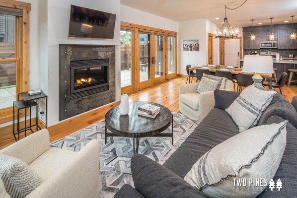 Smart TV, fireplace, video games