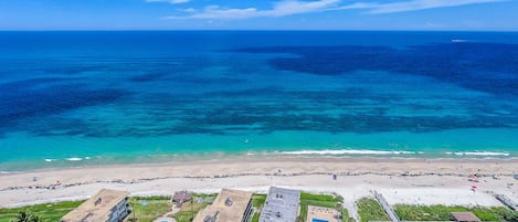 Plage, chaises longues, serviettes de plage