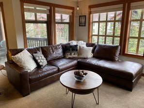 Smart TV, fireplace, video games, DVD player