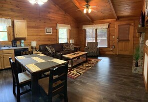 Smart TV, fireplace, DVD player