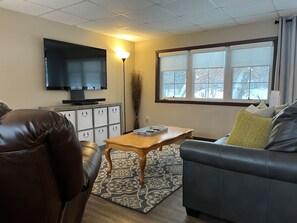 Smart TV, video games, DVD player, video library