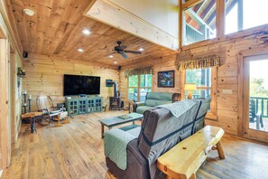 TV, fireplace, table football, books - Expansive Sky Valley Lodge w/ Mountain Views! (Sky Valley)