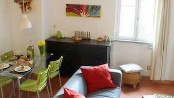 TV, caminetto, libri