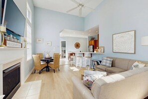 TV, fireplace, DVD player