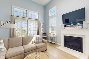 TV, fireplace, DVD player