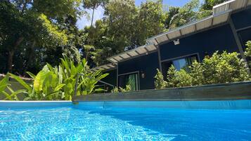 Outdoor pool, sun loungers