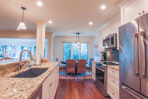 Fridge, microwave, dishwasher, coffee/tea maker