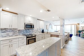 Fridge, microwave, oven, stovetop - Sea Colony Ocean 14th floor condo with elevator, WiFi, and basketball court (Bethany Beach)