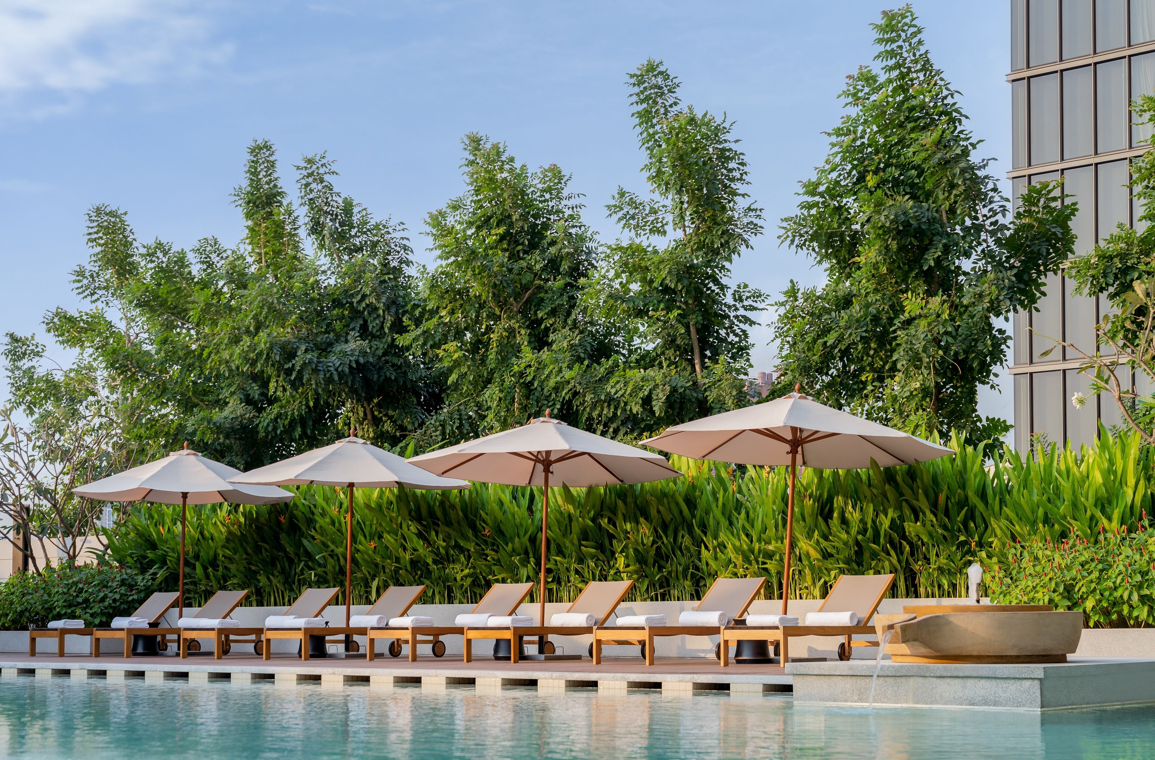 outdoor pool, open 6:30 am to 6:30 pm, free pool cabanas, pool umbrellas