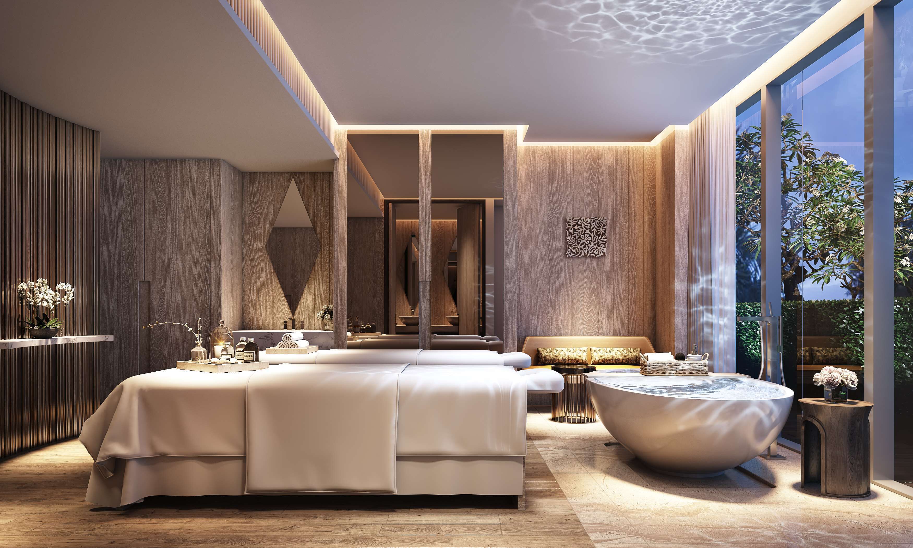 Salas de tratamiento para parejas, tratamientos corporales, aromaterapia