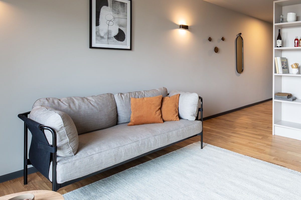 Apartment Luxury | Living area | 43-inch flat-screen TV with digital channels, TV, heated floors