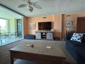 TV, DVD player, stereo