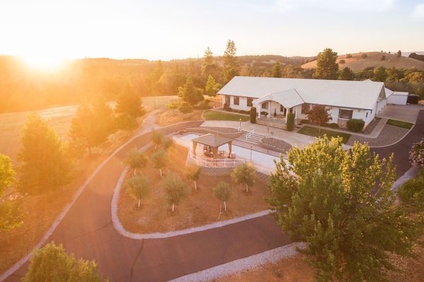 Beautiful Sunsets! Wrap around driveway near our bocce ball court & olive trees