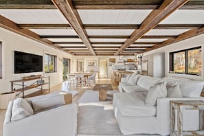 Smart TV, fireplace, table tennis, books