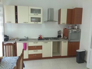 Fridge, oven, stovetop, electric kettle