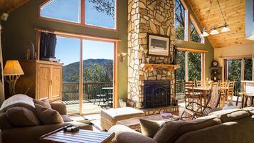 TV, fireplace, DVD player, foosball